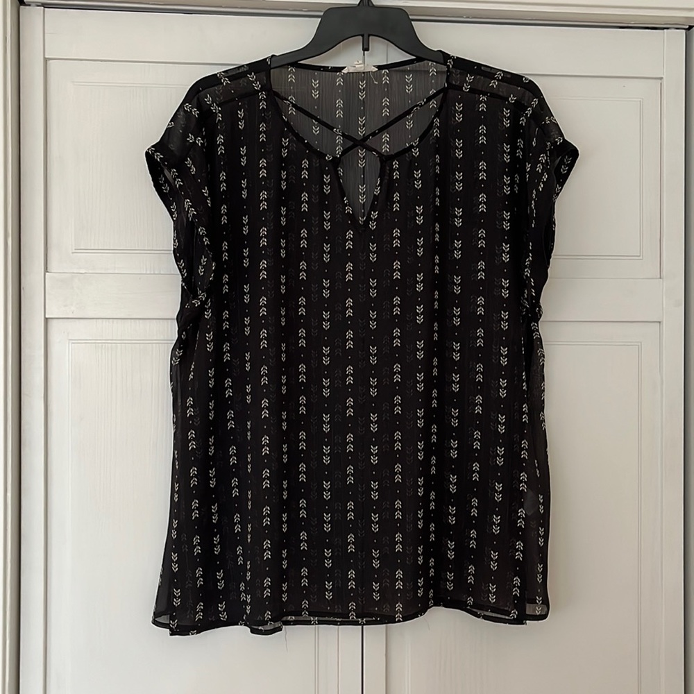 Womens black short sleeved blouse